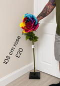 108cm giant rainbow artificial rose with multicoloured petals; stand not included