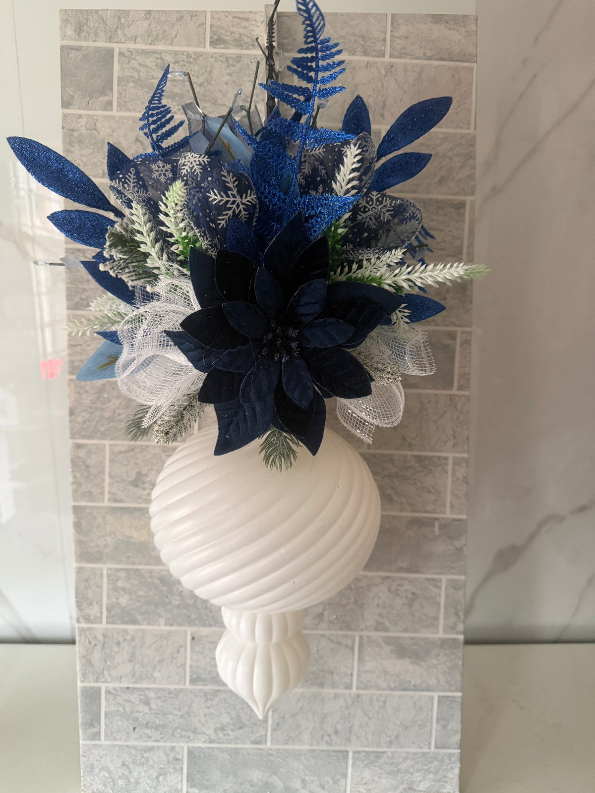 Blue & White Christmas Hanging Arrangement